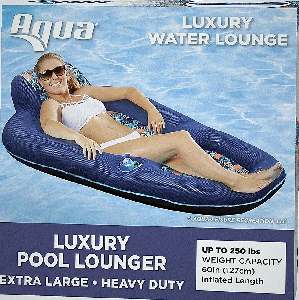 Aqua Luxury Water Lounge, X-Large, Inflatable Pool Float with Headrest, Backrest
