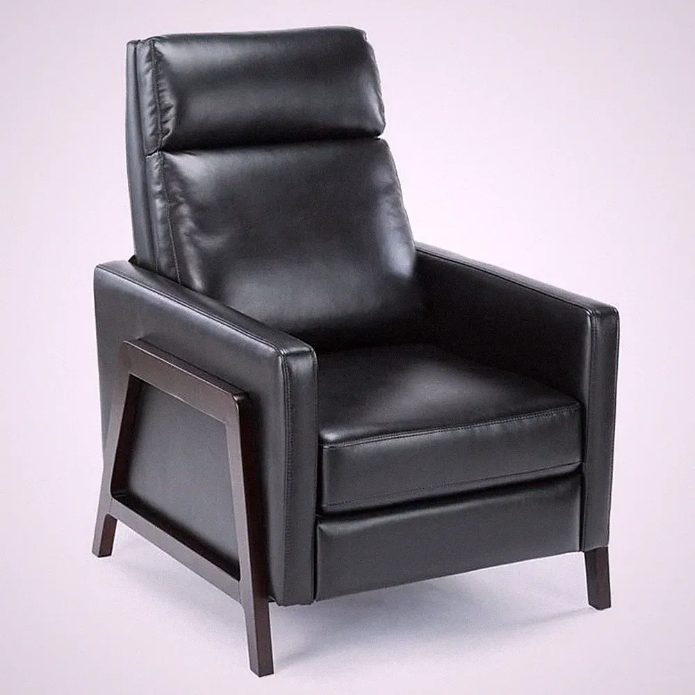 Comfort Pointe Maxton Black Faux Leather Manual Push Back Recliner