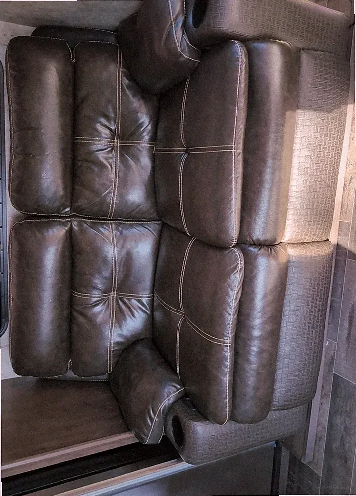 Dark Brown Faux Leather Manual Recliner Sofa with Cup Holders, 60in Wide