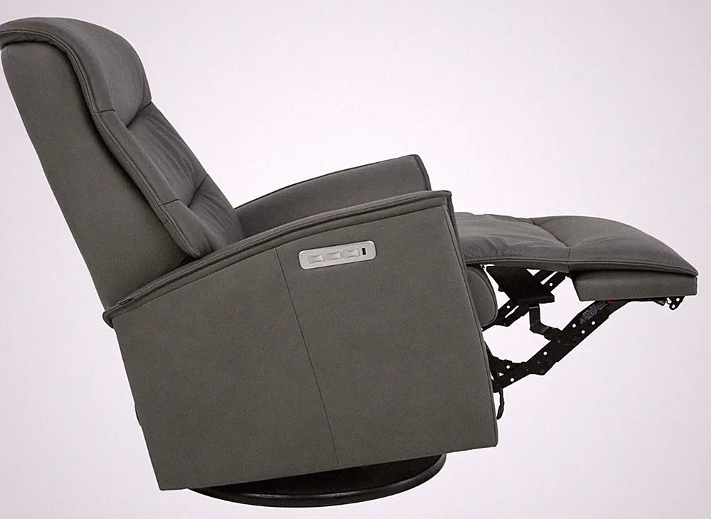 Fjords Dallas Small Power 3 Motor Swing Relaxer Recliner Chair in Grey Leather