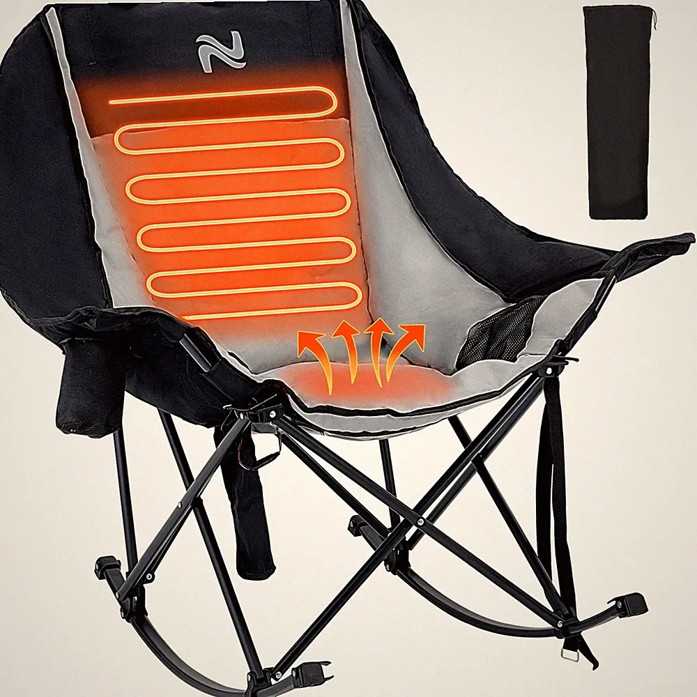 Heated Oversized Rocking Camping Chair - 400lb Capacity Padded Recliner