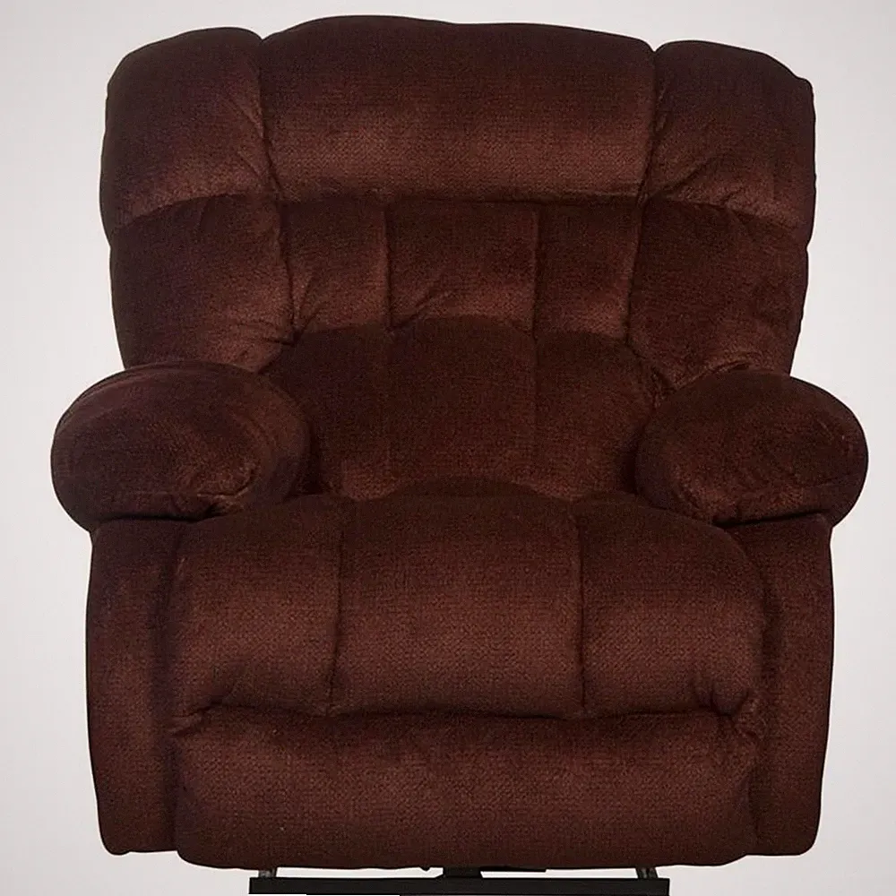 Johnson Power Lay Flat Recliner in Cranberry Red Polyester Fabric