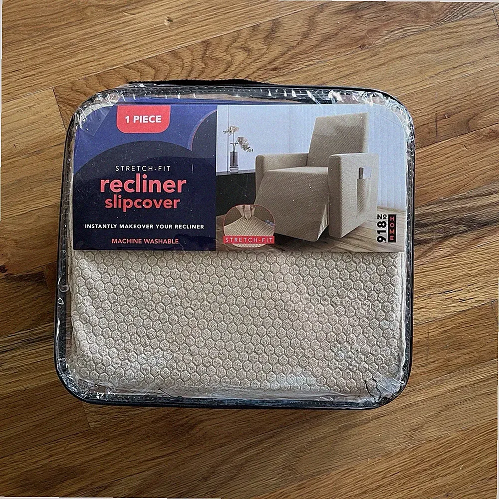 New Stretch-Fit Recliner Slipcover - 1 Piece Taupe