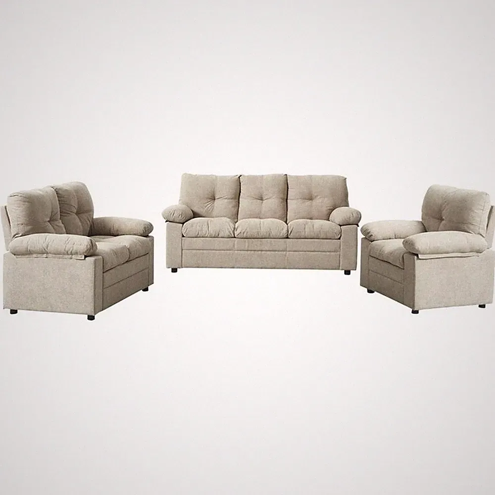 Pemberly Row 3 Piece Sofa Set Linen Recliner Chair&Loveseat&Sofa-Light Camel