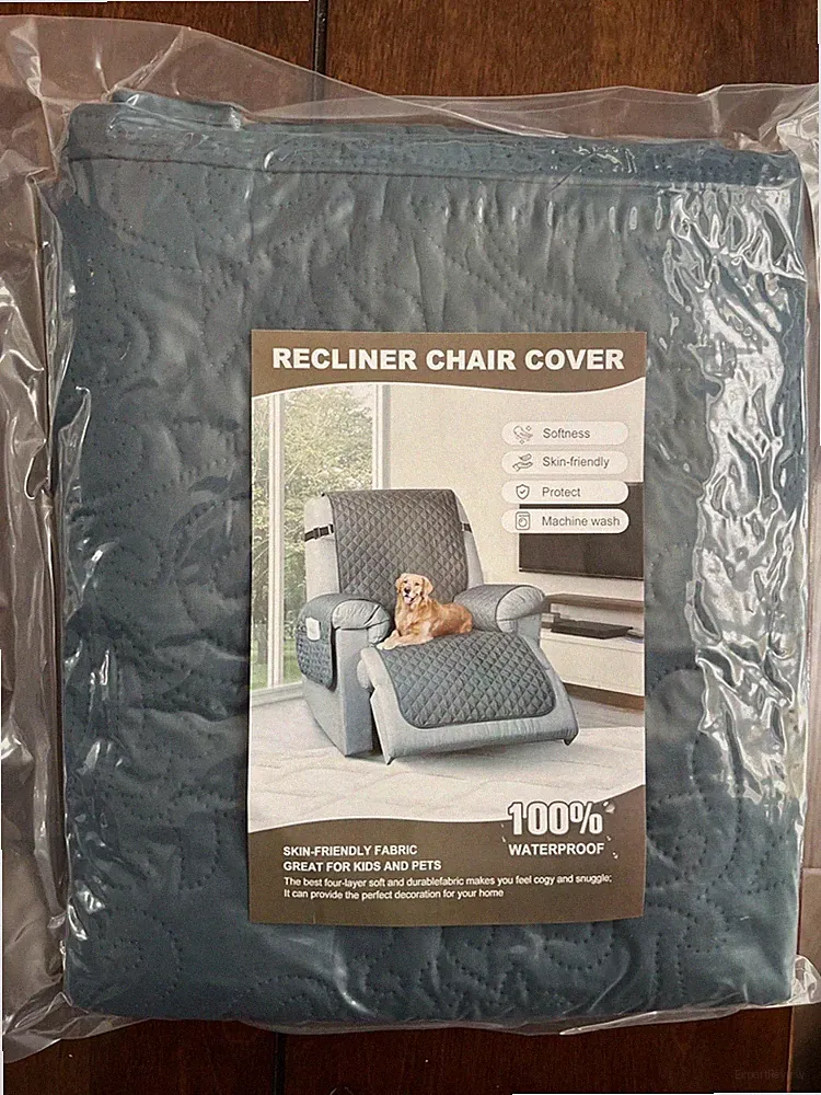 Waterproof Recliner Chair Cover Quilted Pet Protector Slipcover Blue Gray Wash