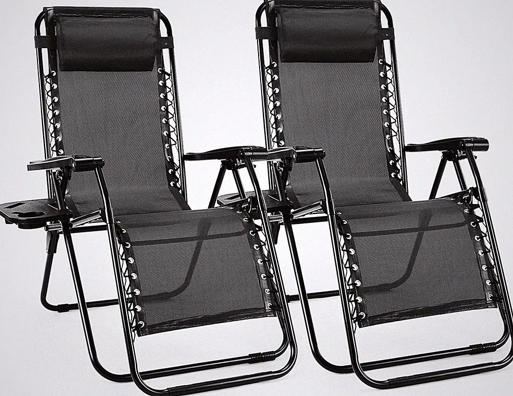 Zero Gravity Chairs, Set of 2 Portable Recliner Beach Camping Patio Outdoor Fold